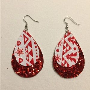 Faux Leather Christmas Earrings